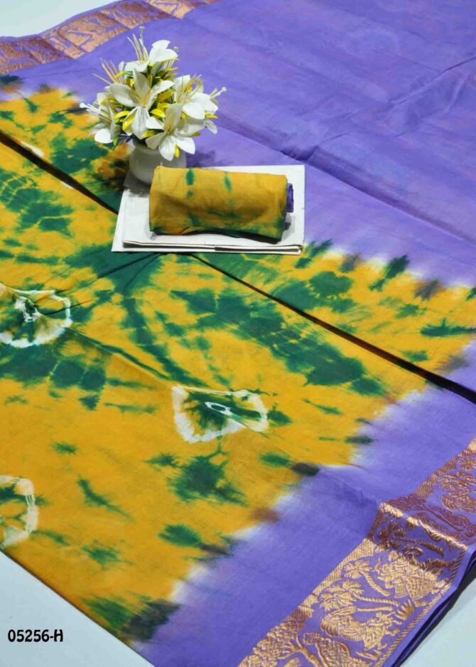 Meenakshi - 05256-H  Green Color Batik Cotton Saree CM1211179 (RR9C)