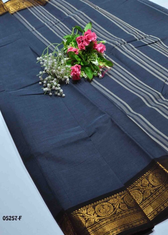 Magizhini - 05257-F   Graphite Grey Color Elagant Chettinad Cotton Saree CM1214024 (RR8B)