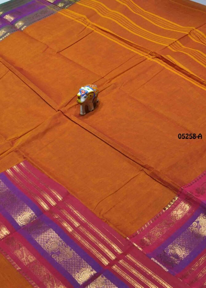 Niranjana - 05258-A   Amber Orange Color Elagant Chettinad Cotton Saree CM1214024 (RR8B)