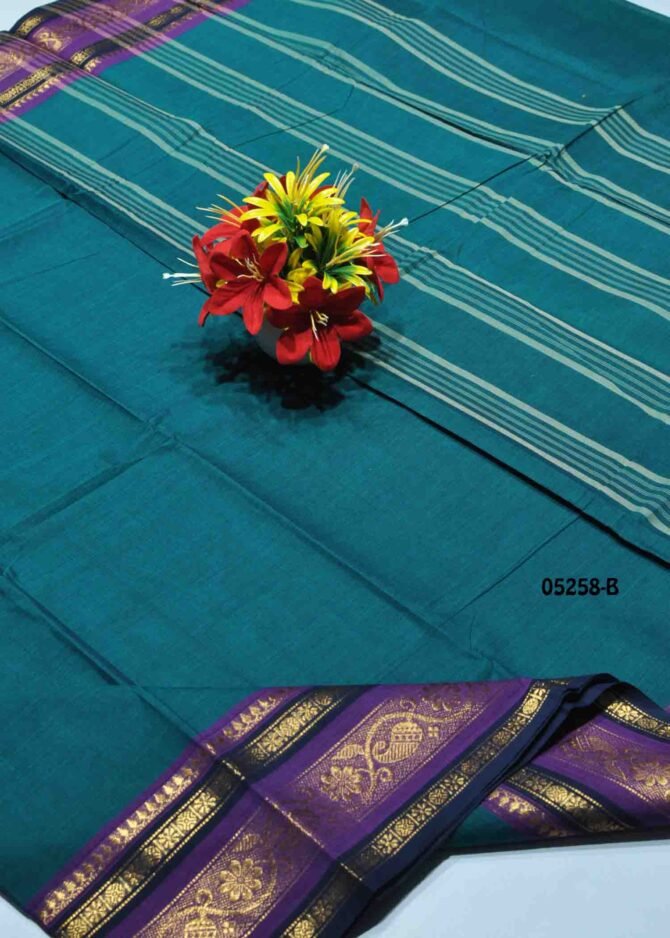 Niranjana - 05258-B   Ocean Blue Color Elagant Chettinad Cotton Saree CM1214024 (RR8B)
