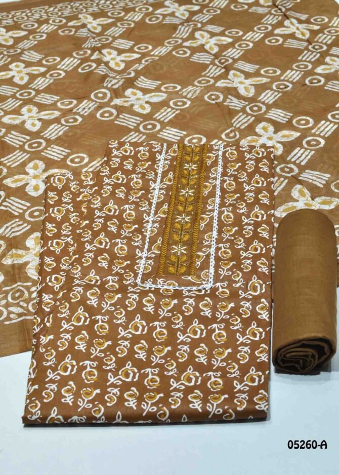 Yashika - 05260-A  Gingerbread Brown Color Traditional Look Pure Cotton Salwar Material CM1212994 (RR2C)