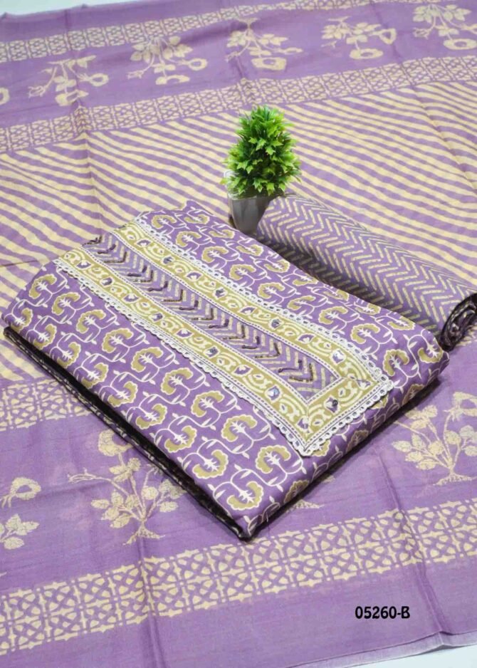Yashika - 05260-B  Dewberry Purple Color Traditional Look Pure Cotton Salwar Material CM1212994 (RR2C)