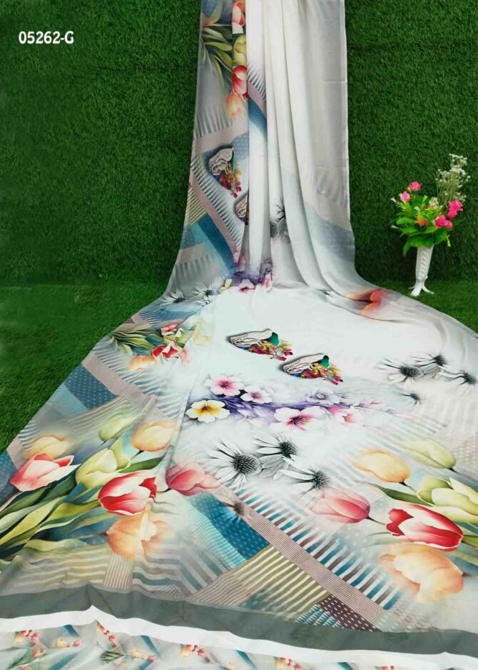 Saanya - 05262-G  Half White Color Digital Saree CM1214195 (RR8B) (Copy)