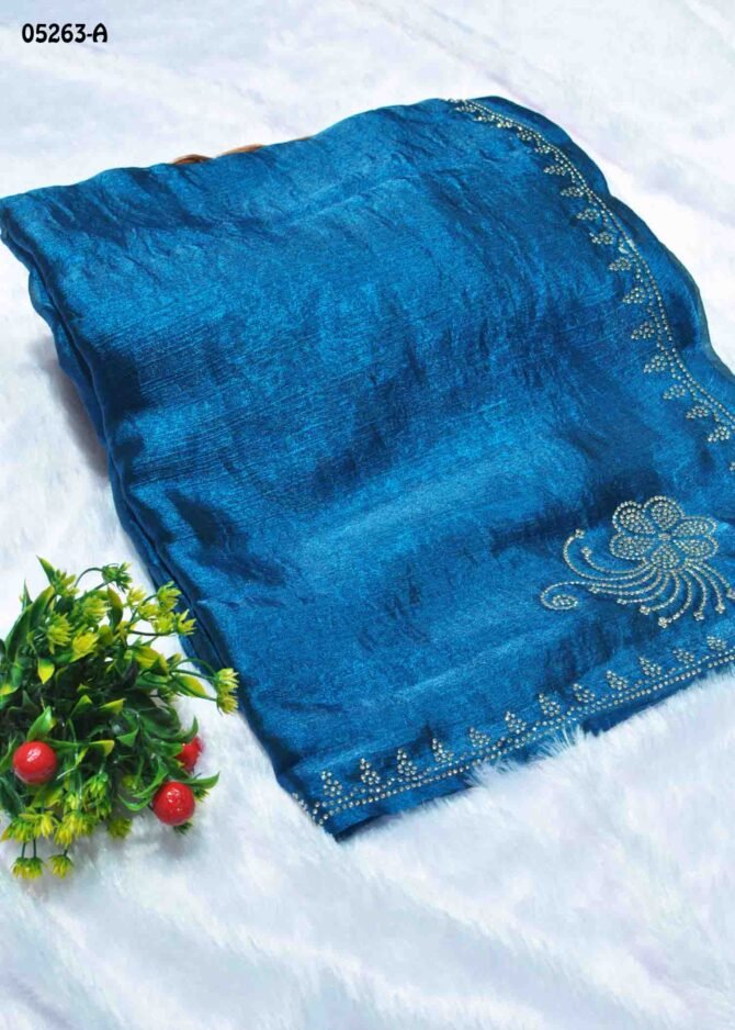 Bairavi - 05263-A   Egyptian Blue Color Beautiful Jimmy-Choo Saree CM1211810 (RR9E)