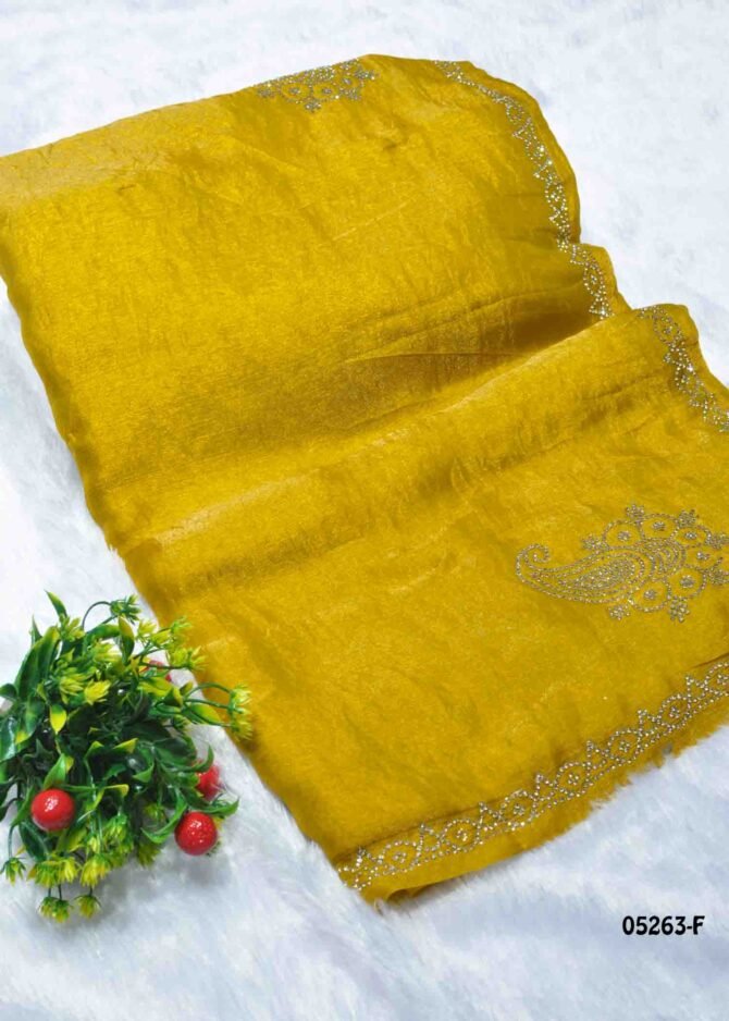 Bairavi - 05263-F   Gold Yellow Color Beautiful Jimmy-Choo Saree CM1211810 (RR9E)