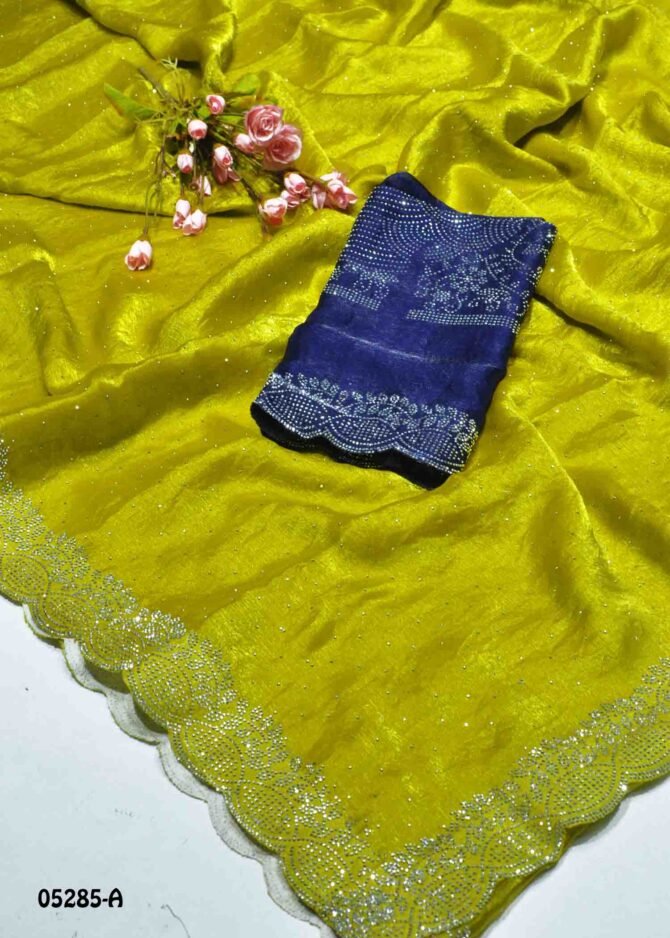 Shreetha - 05285-A  SaffronYellow Color Beautiful Jimmy Choo Saree CM1210308