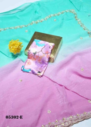 Shafrina-05302-E Dewberry Purple With Cyan Color Beautiful Crushed Jimmy-Choo Saree CM1208338 (RR1E)