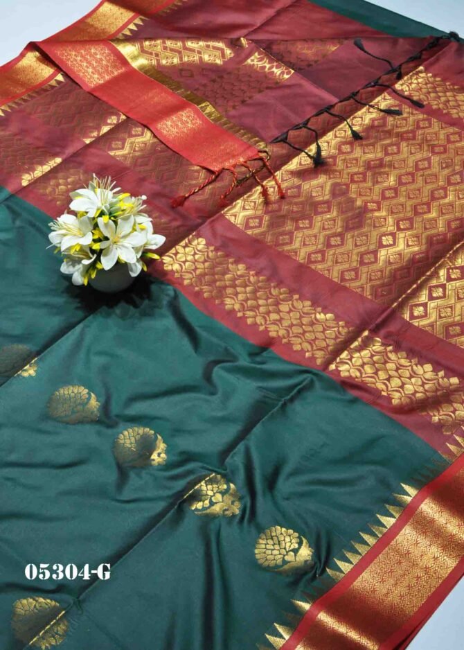 Lakshanya -05304-G Dark Green Color Gorgeous Traditioal Look Soft Silk Saree CM1208231 (RR2B)