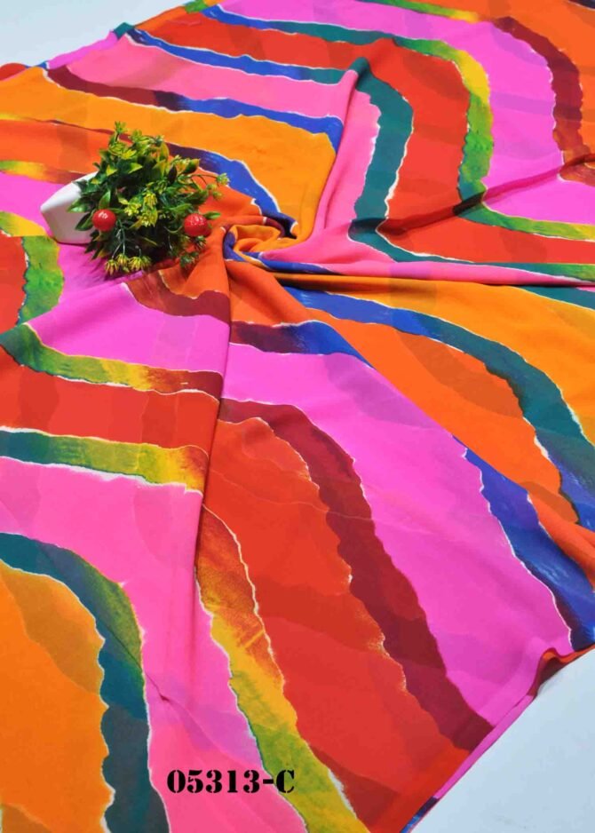 Meena -05313-C Multi Color Vibrant Rangoli Soft Georgette Saree CM1222168 (LR10E)