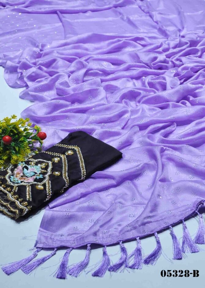 Adhira -05328-B Lavender Color Beautiful Soft Moss Chiffon Saree CM1208570 (RR7E)