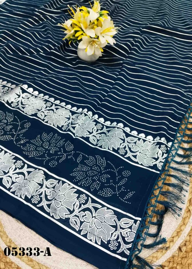 Amulya - 05333-A Space Blue Color Grand Look Georgette Saree CM1210026 (RR7B)