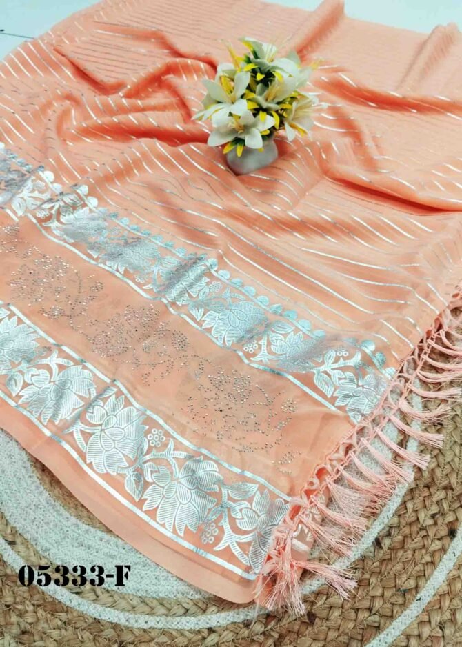 Amulya - 05333-F Melon Orange Color Grand Look Georgette Saree CM1210026 (RR7B)