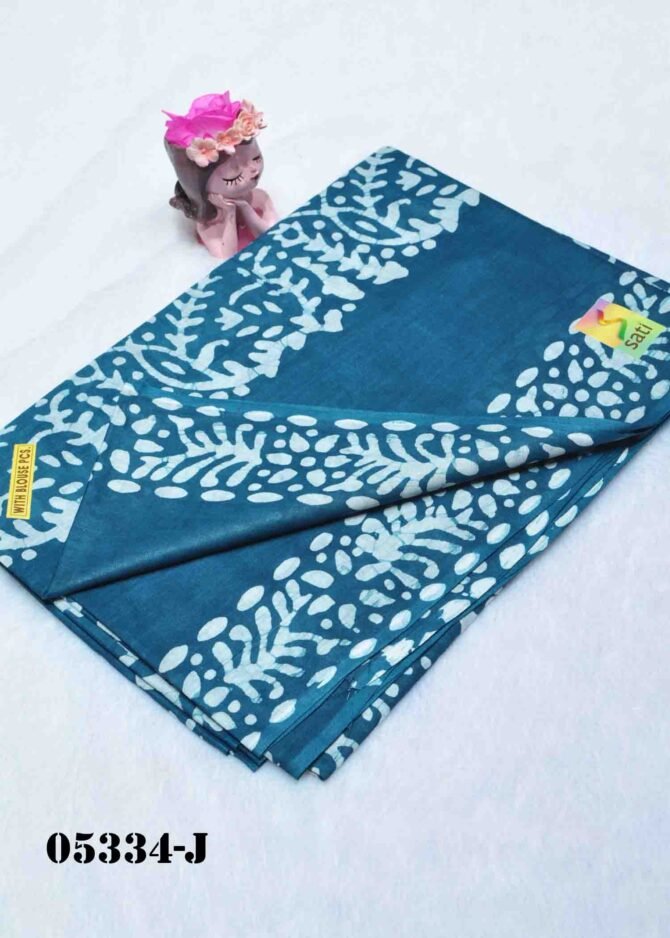 Aparna -05334-J Air Force Blue  Color Summer Special Battik Cotton Saree CM1211280 [RR8E]