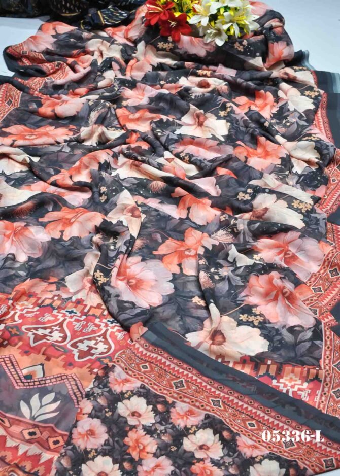 Shafrina -05336-L Black Color Digital Printed Soft Georgette Saree CM1197897 (RR8E)