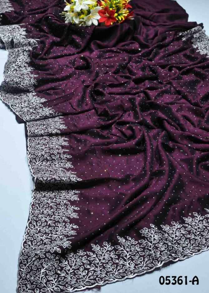 Rasviya-05361-A Deep Purple Color Beautiful Grand Look Moss Chiffon Saree CM1216657 (LR2B)