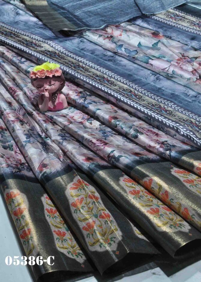 Shanaya-05386-C Light Pink Color  Floral Printed Dola Silk Saree CM1131478 (LR6B)