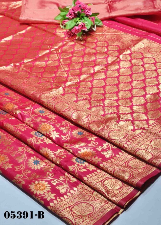 Sahara-05391-B  Crimson Pink Color Traditional Indian Classic Banarasi Silk Saree CM1218655 (LR6D)