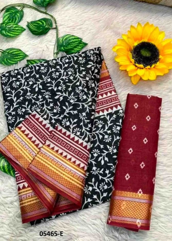 Sunflower - 05465-E Black Color Malai Cotton Saree CM1199565 (LR4D)