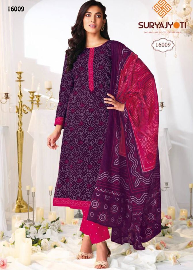 Suryajyoti Bandhani Special Vol-16 - 16009   Plum Purple Color Cotton Salwar Material CM1208902 (RR1D)