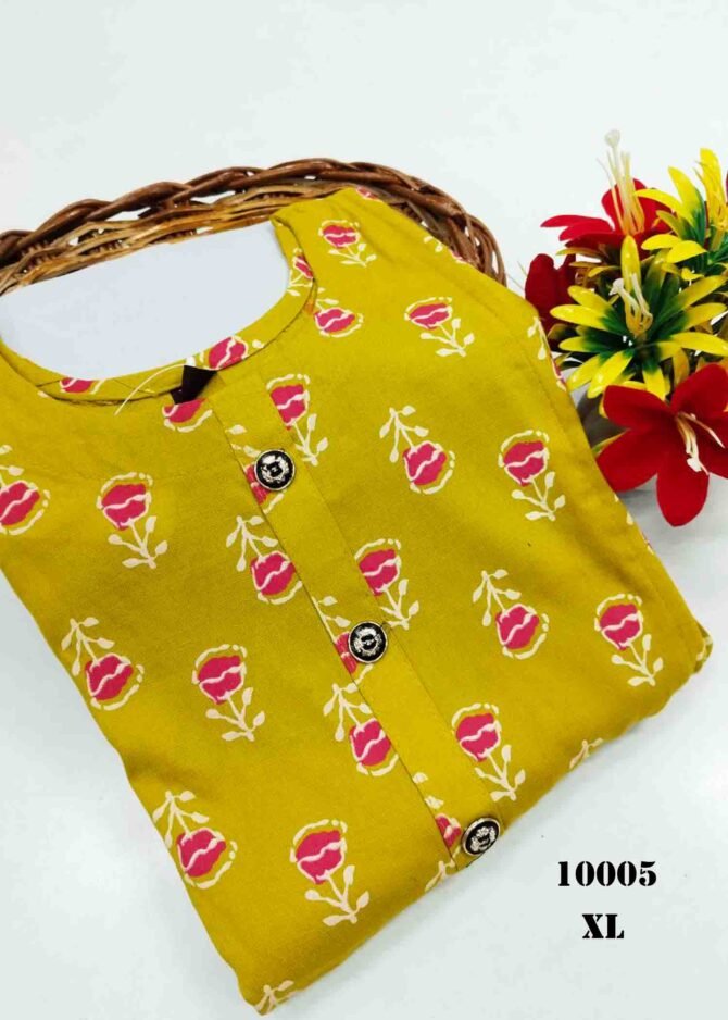 Neha -10005 Yellow Color Women's Rayon Long A-Line Maternity Kurti/Anarkali Dress with Zipper, Feeding Kurti  CM1171557 [RR2C]