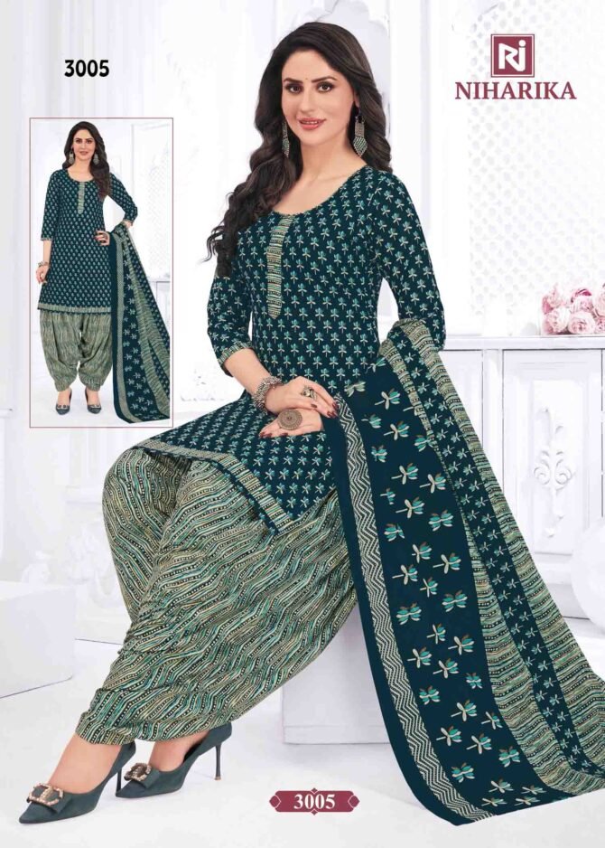Rajasthan Niharika Vol-03 - 3005   PeacockGreen Color Cotton Salwar Material CM1215689 (LR1E)