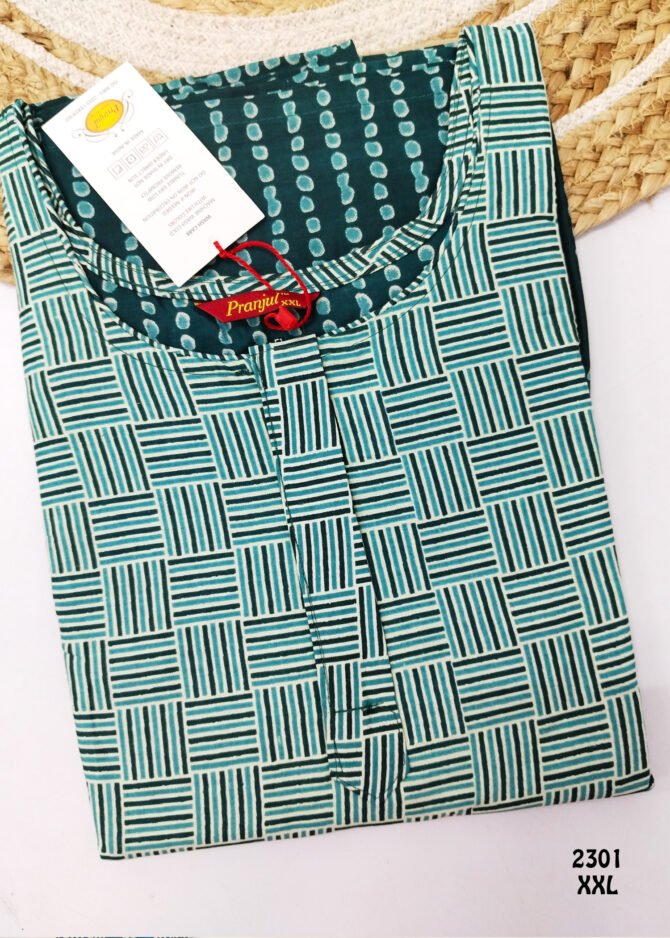 Ashwini -2301  [XXL]  Peacockblue Color (Pranjul Brand) Cotton Readymade Pocket Nighty CM1235883 (LR2E)