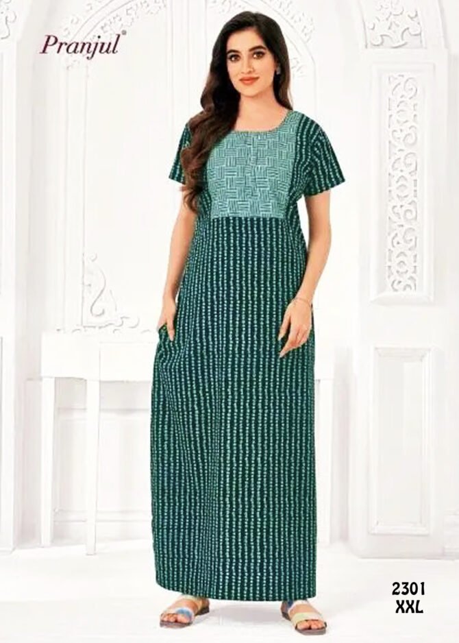 Ashwini -2301  [XXL]  Peacockblue Color (Pranjul Brand) Cotton Readymade Pocket Nighty CM1235883 (LR2E)