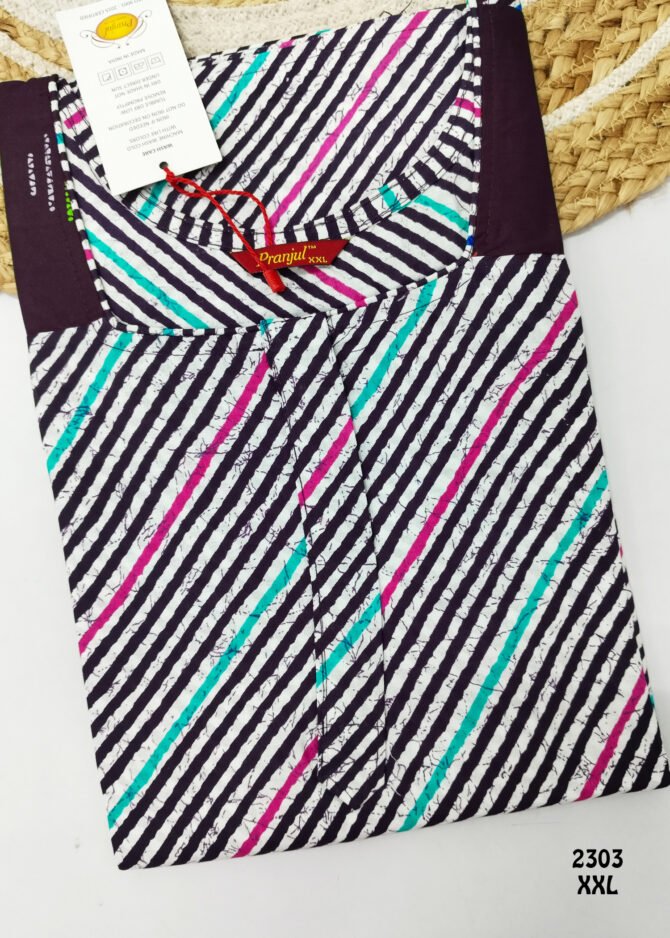 Ashwini -2303  [XXL]  Multi Color (Pranjul Brand) Cotton Readymade Pocket Nighty CM1235883 (LR2E)