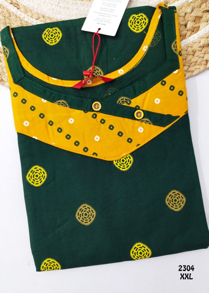 Ashwini -2304  [XXL]  DarkGreen Color (Pranjul Brand) Cotton Readymade Pocket Nighty CM1235883 (LR2E)