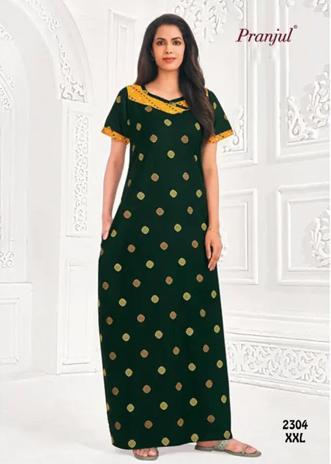 Ashwini -2304  [XXL]  DarkGreen Color (Pranjul Brand) Cotton Readymade Pocket Nighty CM1235883 (LR2E)