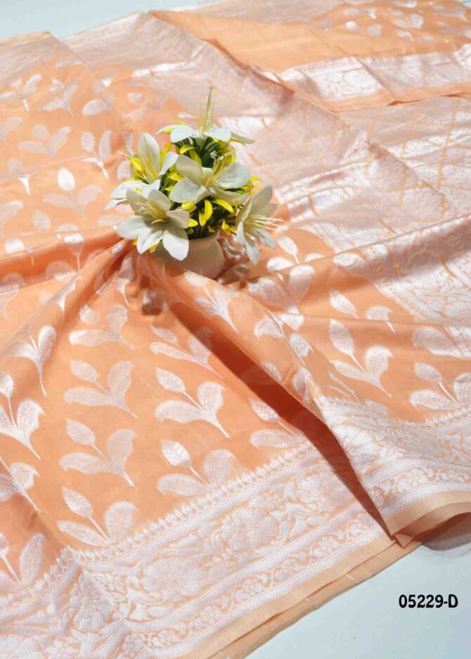 Janushini - 05229-D  Melon Peach Color Traditional Wear Banarasi Saree CM1210192 [RR1B]