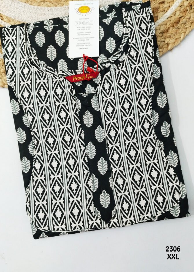 Ashwini -2306  [XXL]  Black Color (Pranjul Brand) Cotton Readymade Pocket Nighty CM1235883 (LR2E)