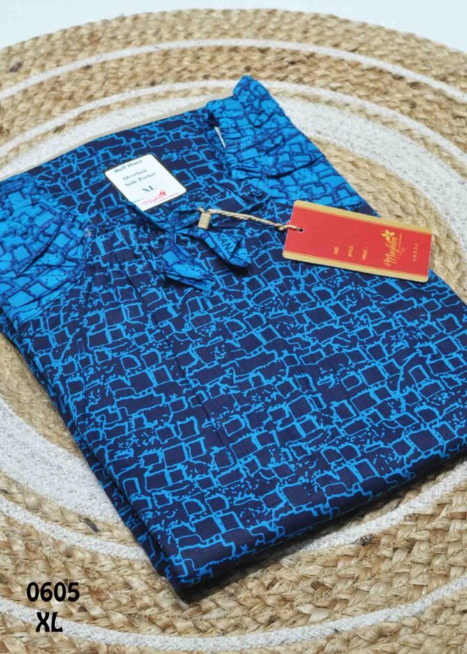 Magilini -0605 [XL] Navy Blue Color  Cotton Readymade Pocket Nighty CM1237759 (LR3B)