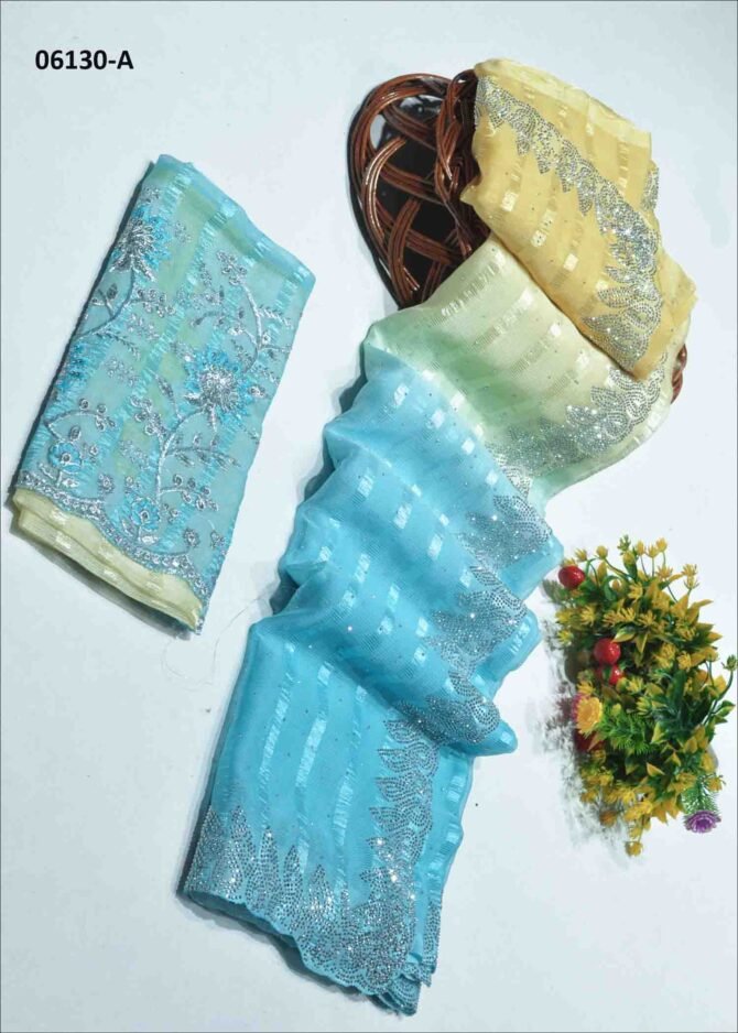 Gowshi - 06130-A  Multi Color Elagant Soft Chiffon Saree CM1234246 [LR2D]