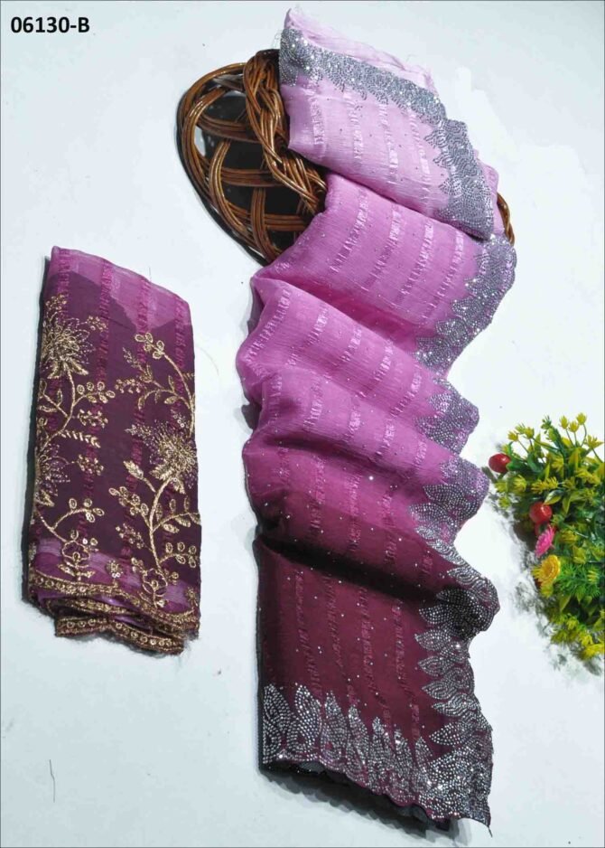 Gowshi - 06130-B  Multi Color Elagant Soft Chiffon Saree CM1234246 [LR2D]