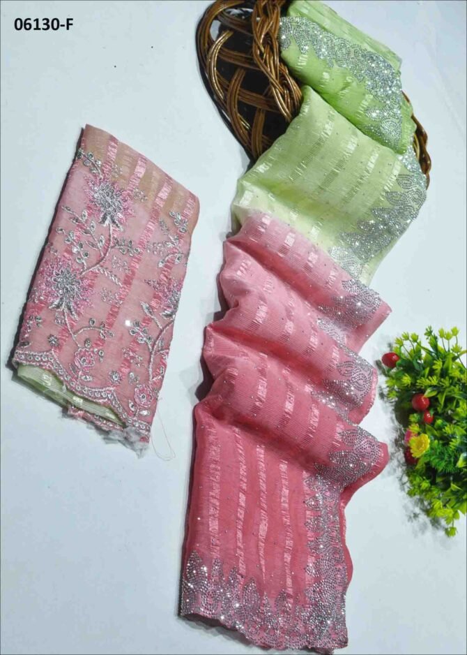 Gowshi - 06130-F  Multi Color Elagant Soft Chiffon Saree CM1234246 [LR2D]