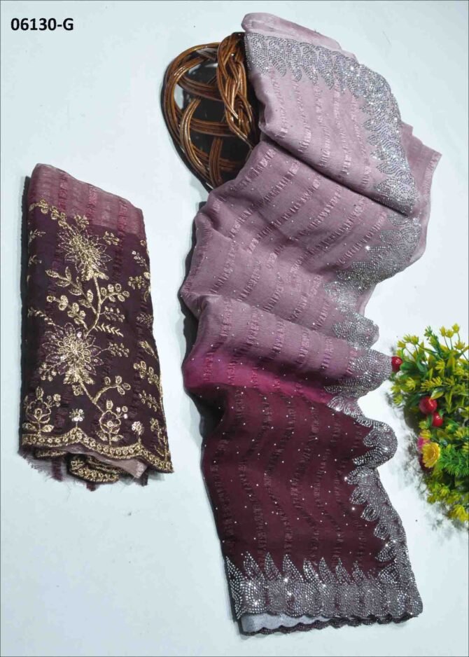 Gowshi - 06130-G  Multi Color Elagant Soft Chiffon Saree CM1234246 [LR2D]