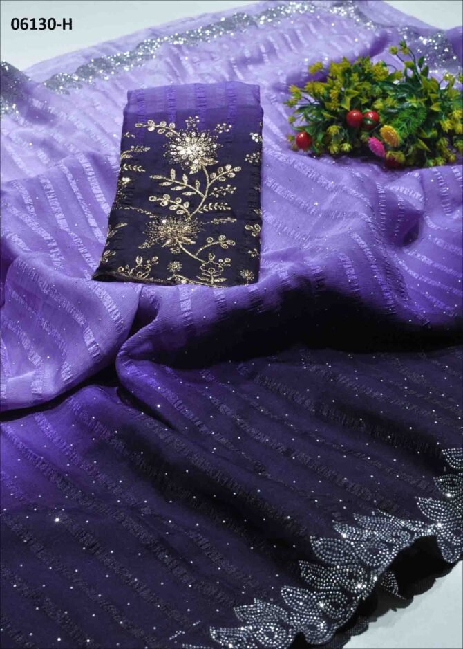 Gowshi - 06130-H  Multi Color Elagant Soft Chiffon Saree CM1234246 [LR2D]