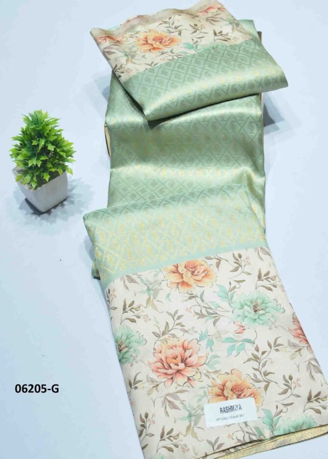 Raashmika - 06205-G  Spring Green Color Traditional Look Softy Digital Saree CM1225614 (RR1B)