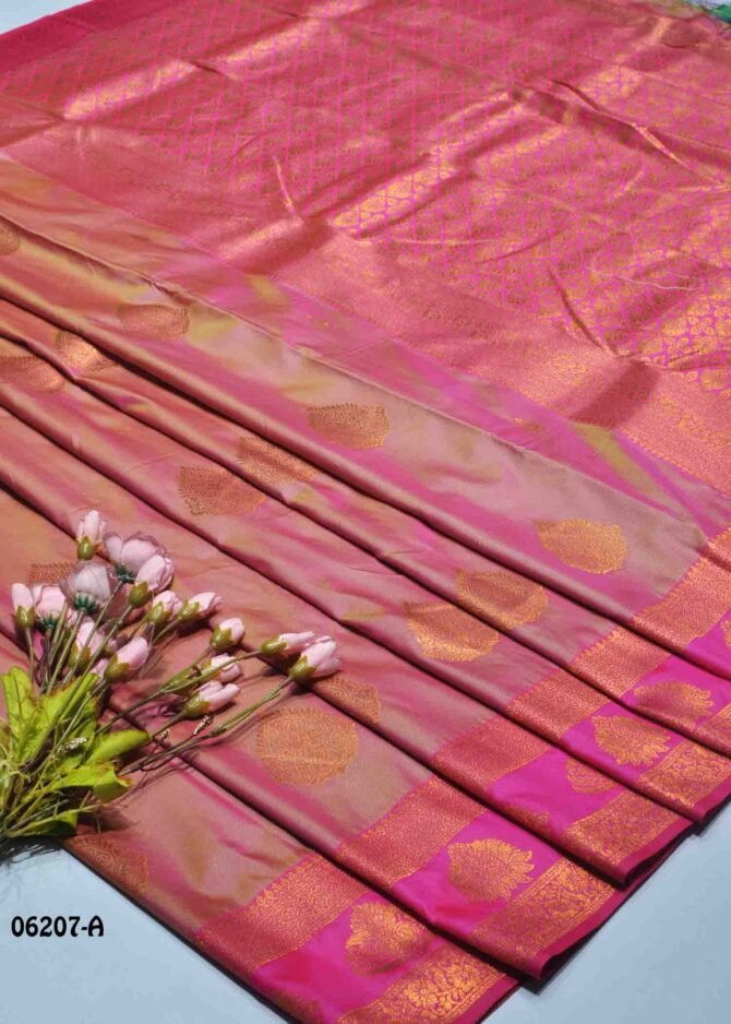 Dhivashini - 06207-A  Dazzle Pink Color Traditional Wear Lichi Silk Saree CM1224372 [RR1D]