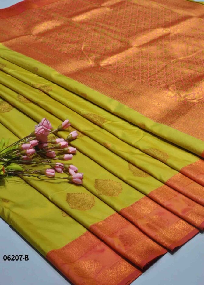 Dhivashini - 06207-B  Lime Green Color Traditional Wear Lichi Silk Saree CM1224372 [RR1D]