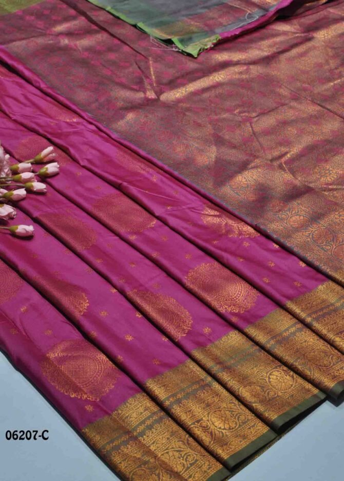 Dhivashini - 06207-C  Cerise Pink Color Traditional Wear Lichi Silk Saree CM1224372 [RR1D]