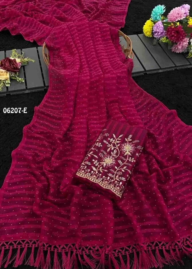 Dihiksha - 06207-E  Pink Color Elagant Soft Chiffon Saree CM1234293 [LR1C]