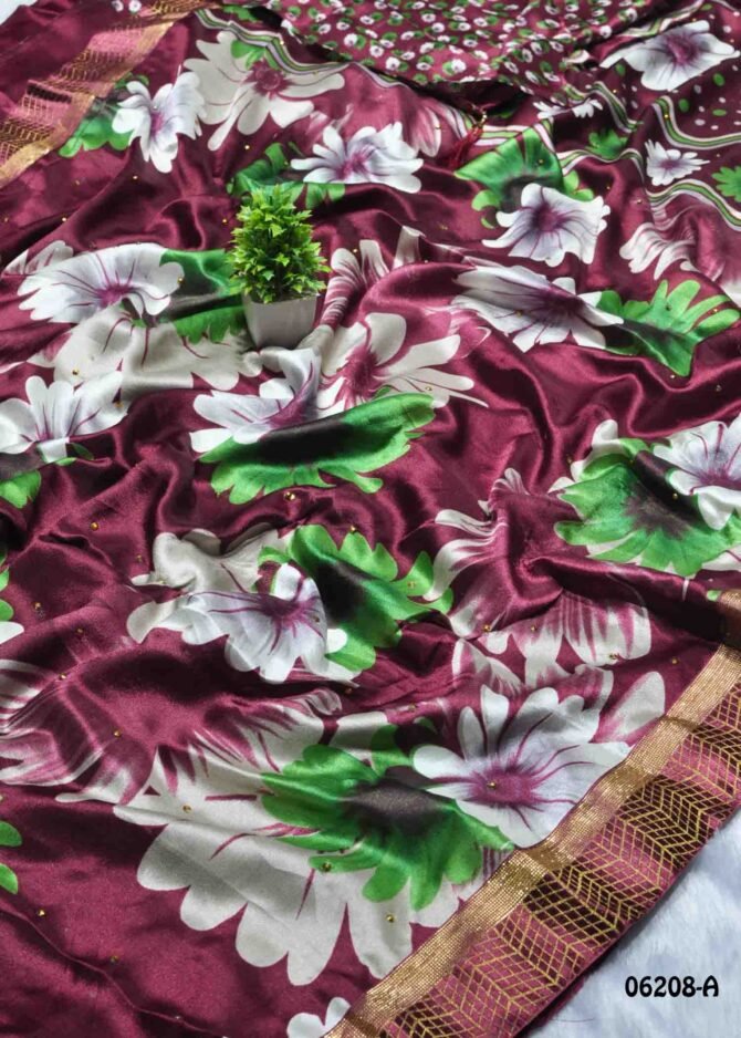 Poovizhi - 06208-A   Maroon Color Elegant Look Floral Design Moss Chiffon Saree CM1184115 [LR1C]