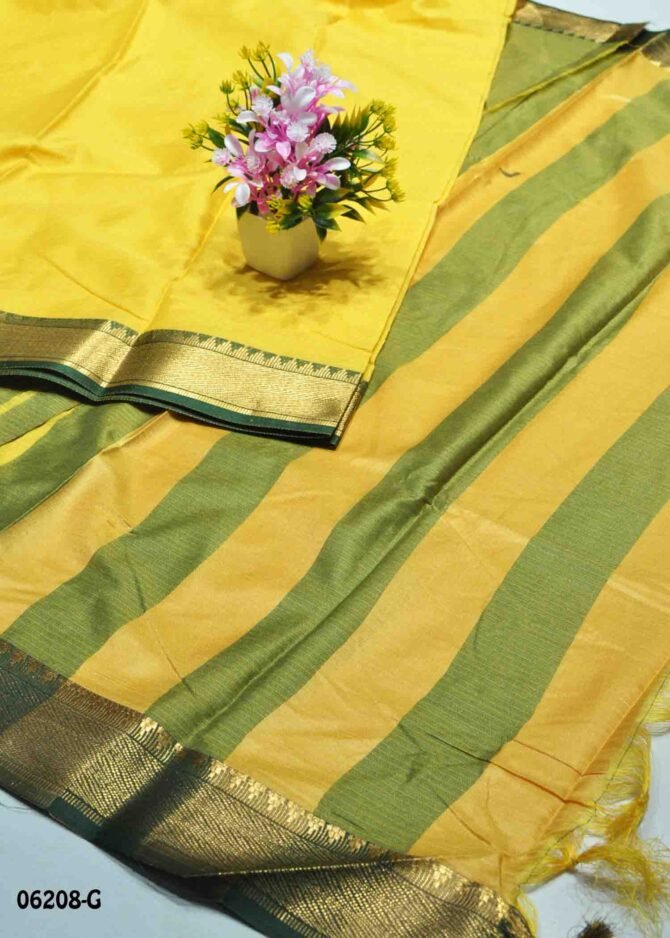 Aarthy - 06208-G   LimeYellow  Color Trendy Jute Cotton Saree CM1226530 (RR1D)