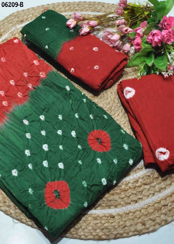 Ashinya - 06209-B   Red with Green Color Cotton Salwar Material CM1229074 (LR1C)