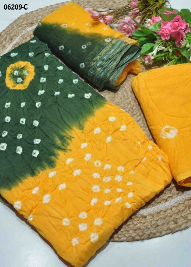 Ashinya - 06209-C   Green with Yellow Color Cotton Salwar Material CM1229074 (LR1C)