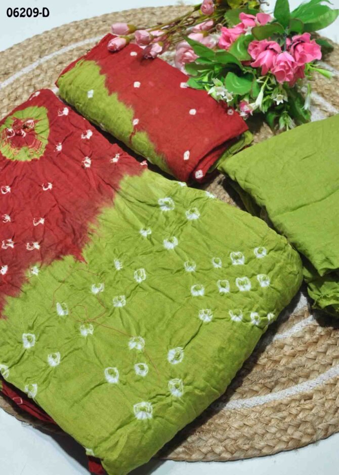Ashinya - 06209-D   Red with Green Color Cotton Salwar Material CM1229074 (LR1C)