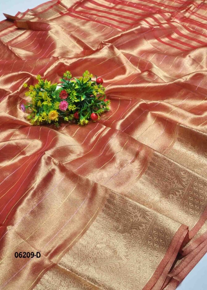 Saathvika - 06209-D   RustRed Color Simply Tissue Saree CM1224959 (RR1C)