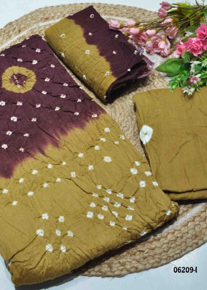 Ashinya - 06209-I   Maroon with Peanut Green Color Cotton Salwar Material CM1229074 (LR1C)
